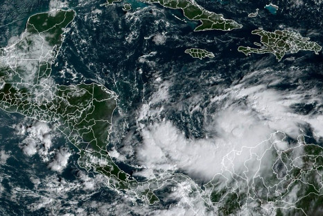 This RAMMB/NOAA satellite image shows Tropical Storm Iota on November 14, 2020; Honduras, Guatemala and Nicaragua have announced evacuations as the storm closed in on a region still reeling from deadly storm Eta