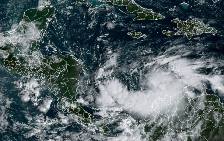 This RAMMB/NOAA satellite image shows Tropical Storm Iota on November 14, 2020; Honduras, Guatemala and Nicaragua have announced evacuations as the storm closed in on a region still reeling from deadly storm Eta