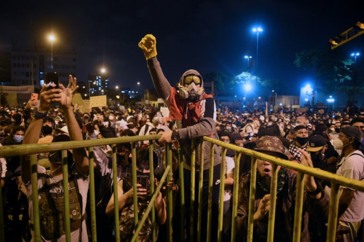 At least three people have been killed and dozens injured in the protests agains the ousting of Peru's popular president Martin Vizcarra