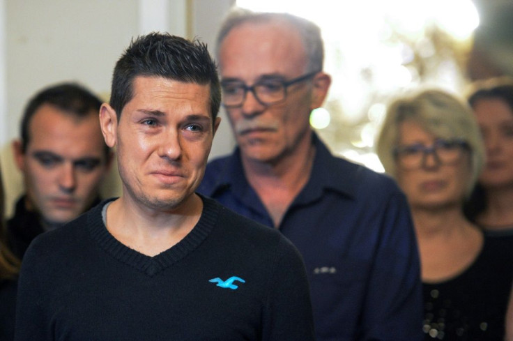 After her disappearance, Alexia Daval's husband Jonathann (L) gave a press conference with her parents Jean-Pierre and Isabelle Fouillot