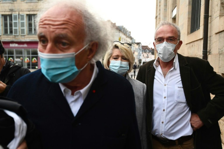 Alexia Davalâs family lawyer, Gilles-Jean Portejoie (L) and her parents Isabelle and Jean-Pierre Fouillot attended the first day of the hearing, hoping for fresh 'revelations'