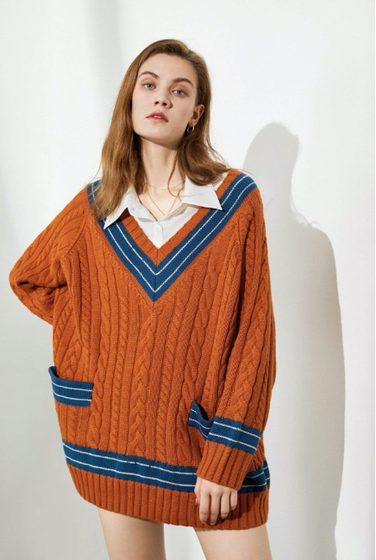 Ollie Colorblock Cable Knit Sweater