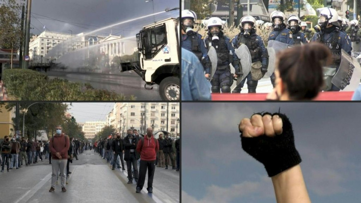 Athens residents defy a goverment ban on all gatherings to demonstrate for the anniversary of the 1973 Polytechnic uprising, which killed 24 people. Greek riot police used teargas and water cannons to disperse the crowd.