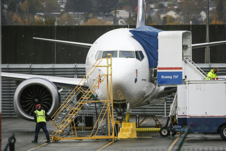 A Boeing 737 MAX airliner at Renton Airport adjacent to the Boeing Renton Factory in Renton, Washington