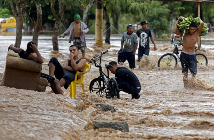 A flooded street in El Progreso, in Honduras' Yoro department, after the passage of hurricane Iota