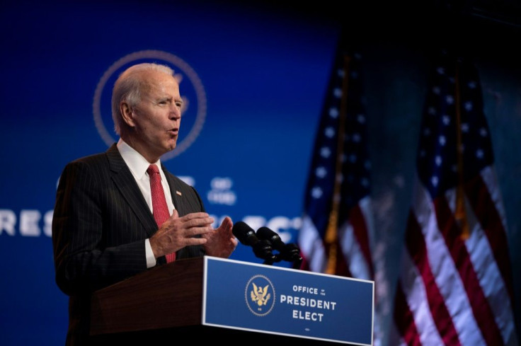 US President-elect Joe Biden addresses reporters in Wilmington, Delaware