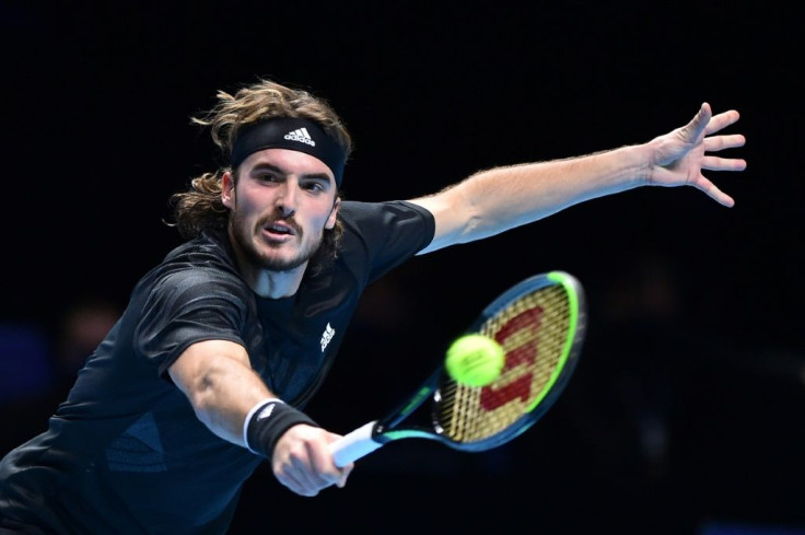 Stefanos Tsitsipas in action against Rafael Nadal at the ATP Finals