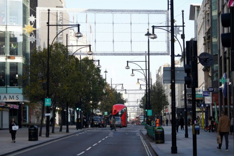 London hotspots like Oxford Street have been far quieter since a second lockdown was imposed this month