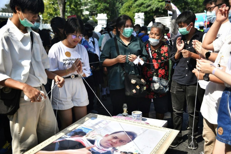 The protestors have held mock funerals for Thai Education Minister Nataphol Teepsuwan and demanded his resignation