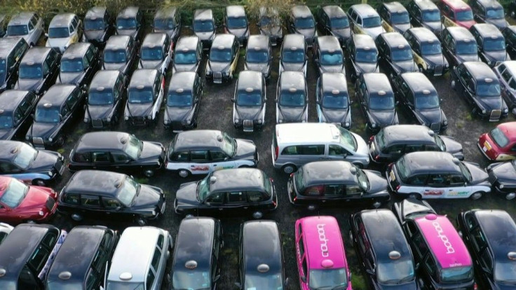 Around 150 London black cabs are being stored in a field outside the British capital because of a lack of demand for fares during the latest Covid-19 lockdown.