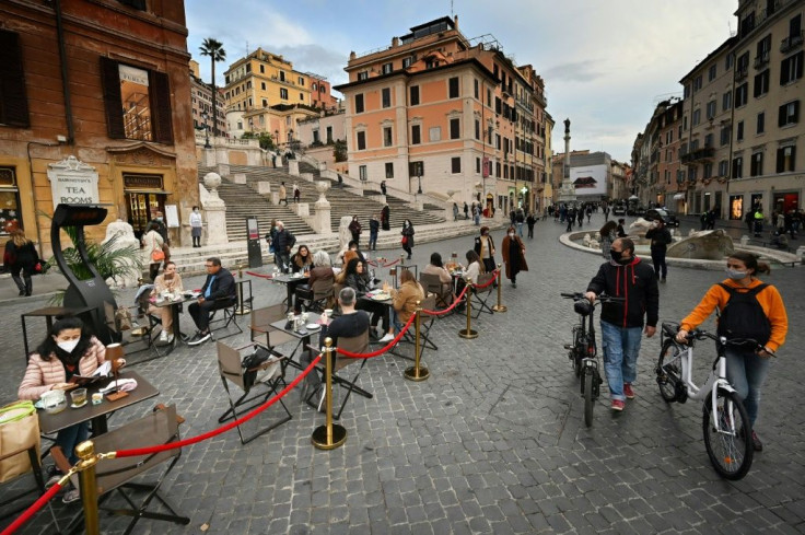 All of Rome's bars and cafes have to shut early at 6pm under government orders designed to stem infection rates.