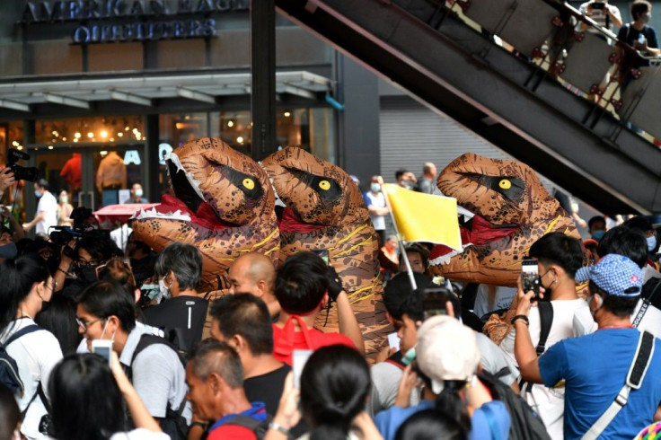 The dinosaurs represented the older generation of Thai politicians, activists said