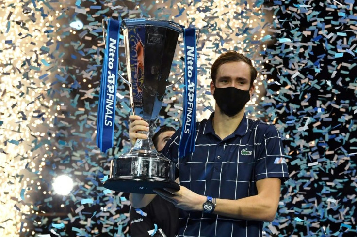 Russia's Daniil Medvedev celebrates winning the ATP Finals