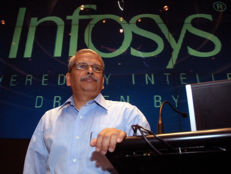 Gopalakrishnan, chief executive of Infosys Technologies, speaks during the announcement of company&#039;s quarterly financial results in Bangalore