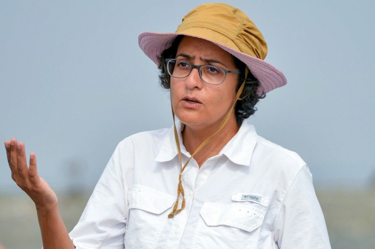 Mahera Omar, an environmental filmmaker, speaks during an interview with AFP on Bundle Island