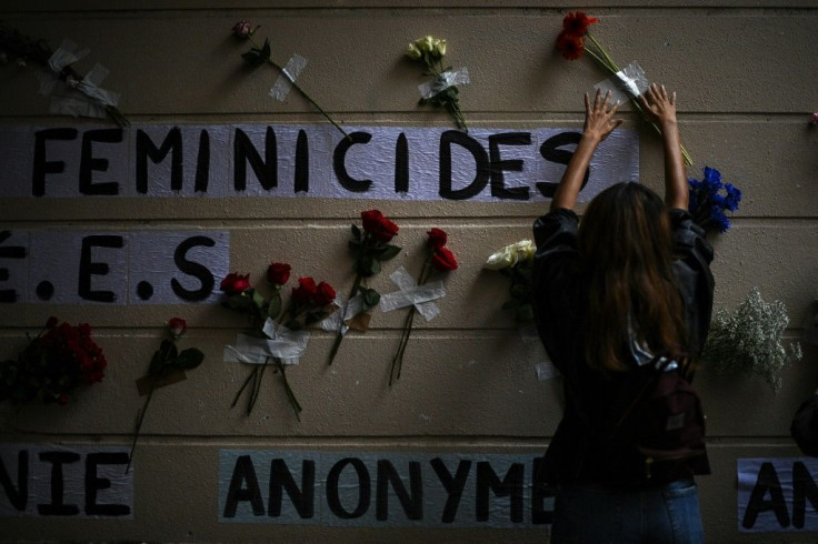 Activists in France have posted the names of women killed by men on buildings across Paris