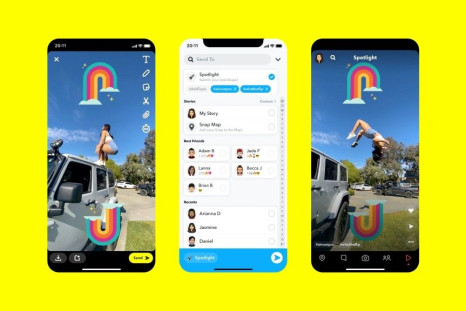This handout picture  shows Snapchat's latest feature called âSpotlight," a new curated short-form video feed in a stepped up challenge to social media rivals like TikTok