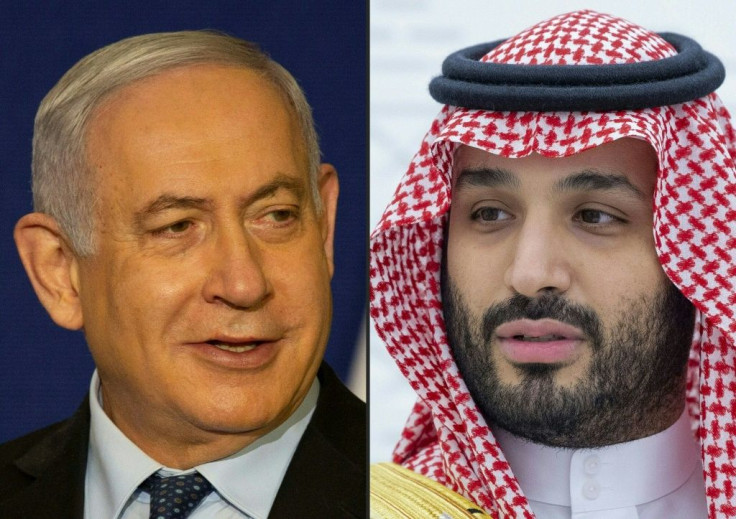 Israeli Prime Minister Benjamin Netanyahu (left) and Saudi Crown Prince Mohammed bin Salman (right); the two reportedly met in secret with US Secretary of State Mike Pompeo in the Saudi city of NEOM on Sunday