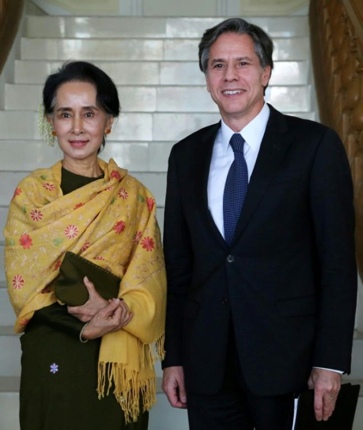Antony Blinken, then the deputy secretary of state meets Myanmar's democracy leader Aung San Suu Kyi in January 2016