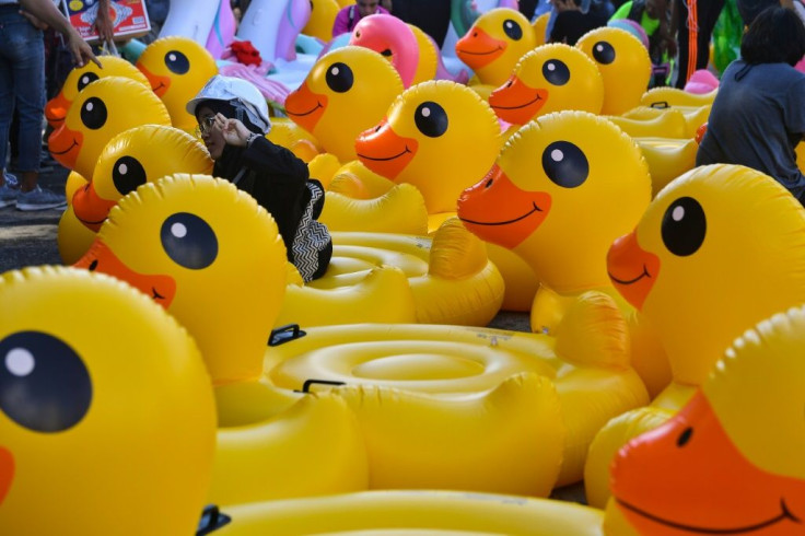Yellow ducks have become a symbol of the Thai protest movement after demonstrators used the large inflatable toys to defend themselves against water cannon and tear gas