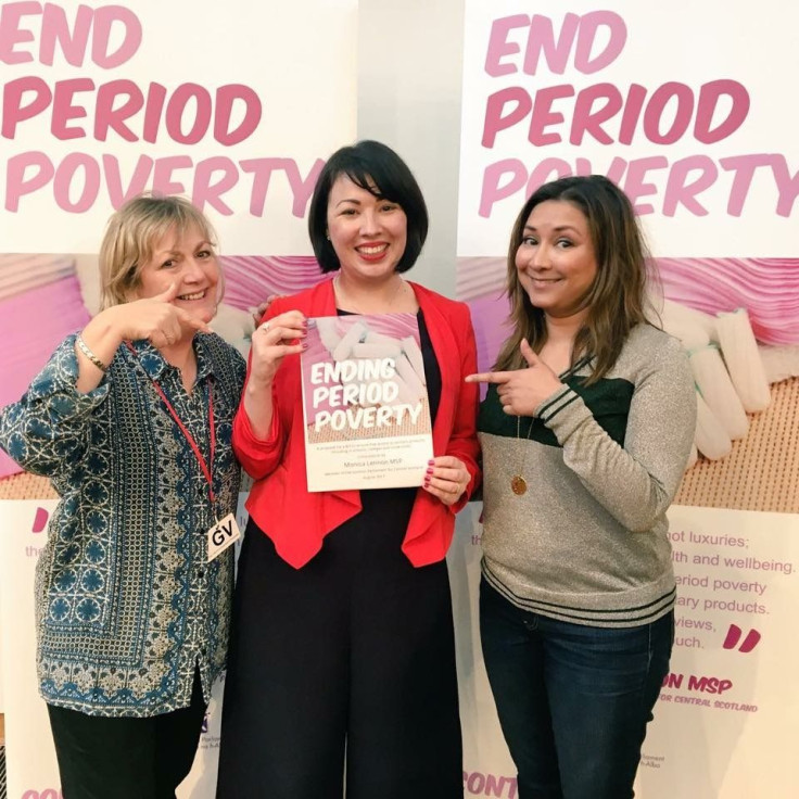 Scottish MP Monica Lennon (center) pioneers effort to make feminine  products free.