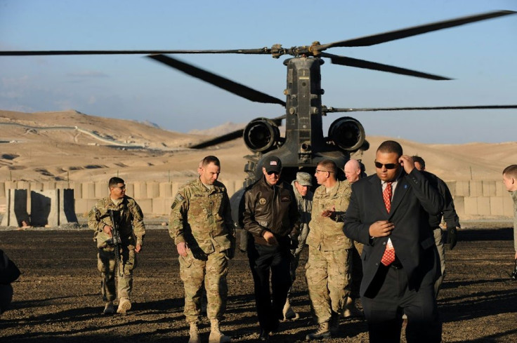 Joe Biden, then vice president, arrives at a US base in Afghanistan's Maidan Wardak province in 2011