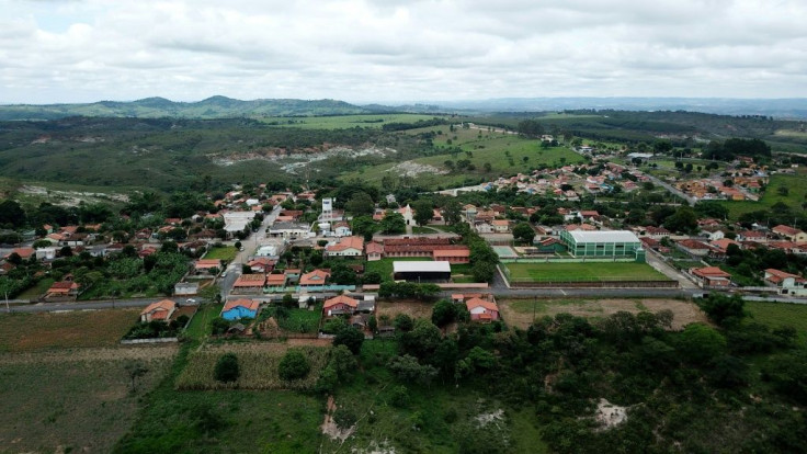 An aerial view of the town of Cedro do Abaete, the only Brazilian town without a case of Covid-19, is seen from above