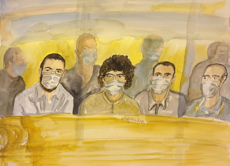 From left to right in the dock are gunman Ayoub El Khazzani and co-accused Mohamed Bakkali, Bilal Chatra and Redouane El Amrani Ezzerrifi.