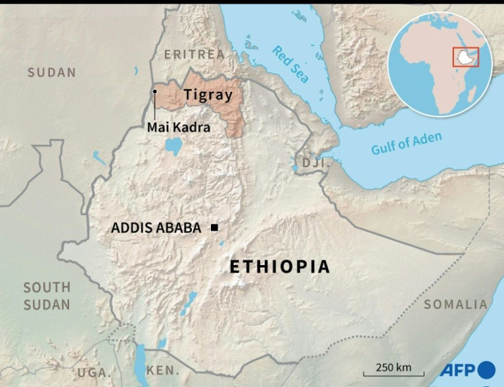 Map of Ethiopia locating Mai Kadra in Tigray