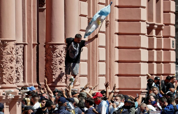 Crowds wait to pay their respects to late football legend Diego Maradona in Buenos Aires