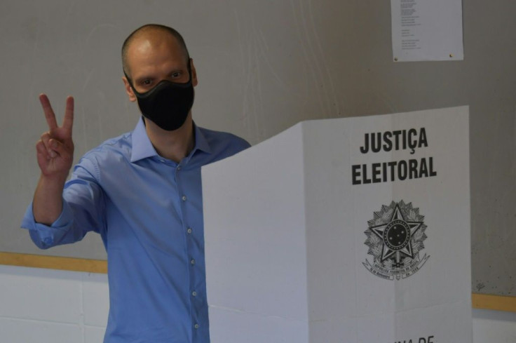 The current mayor of Sao Paulo Bruno Covas (pictured November 15, 2020) was slammed with a nasty list of personal and professional crises soon after taking office