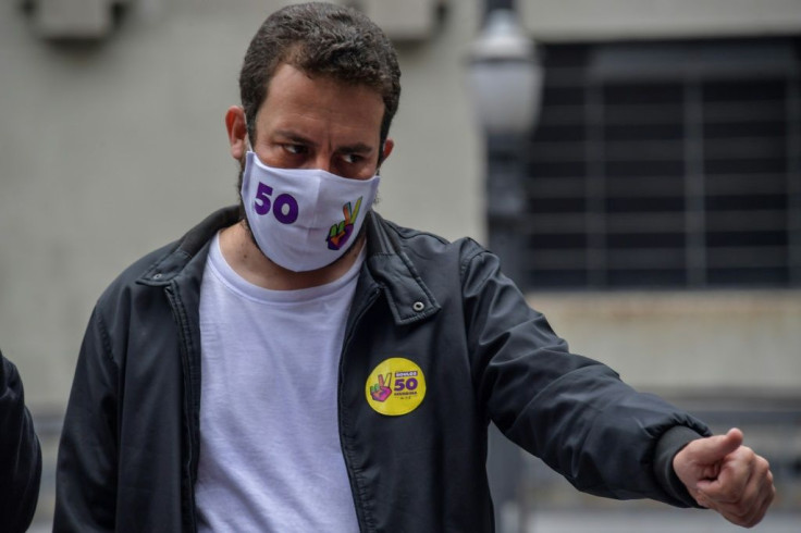 Charismatic activist Guilherme Boulos (pictured November 18, 2020) came from behind in the first round to beat both Brazilian president Jair Bolsonaro's candidate and a leftist rival from the more-established Workers' Party