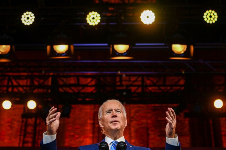 US President-elect Joe Biden delivers a Thanksgiving address at the Queen Theatre in Wilmington, Delaware, on November 25, 2020