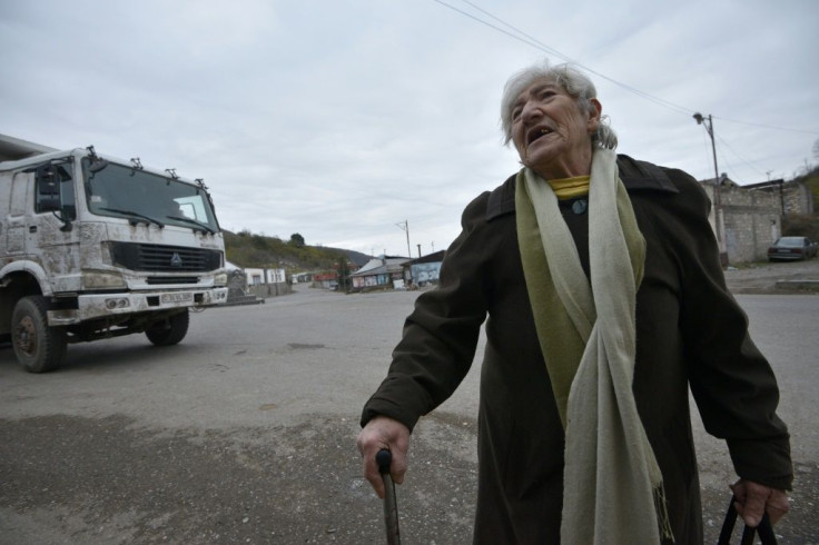 Margarita Khanaghyan, 81, says: "I left during the war, then we were told to come back and I came back. Now we have to leave again, but to where?"