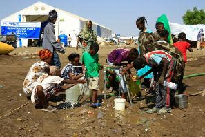 Tens of thousands have poured into neighbouring Sudan