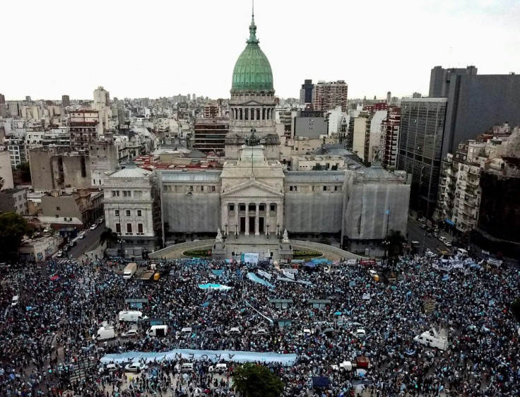 Anti-abortion activists demonstrate against a bill to legalize abortion in Argentina