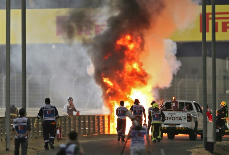 Grosjean miraculously escapes his burning car