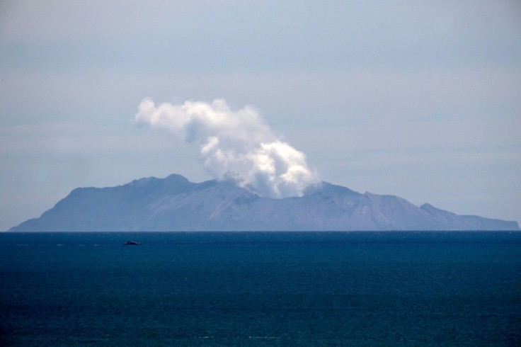 Steam rises from the White Island volcano following the December eruption last year