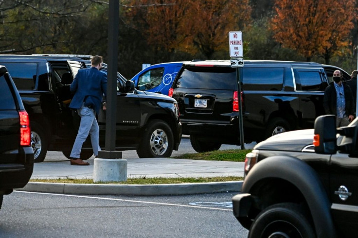 A vehicle carrying US President-elect Joe Biden arrives at Delaware Orthopaedic Specialists Clinic in Newark, Delaware