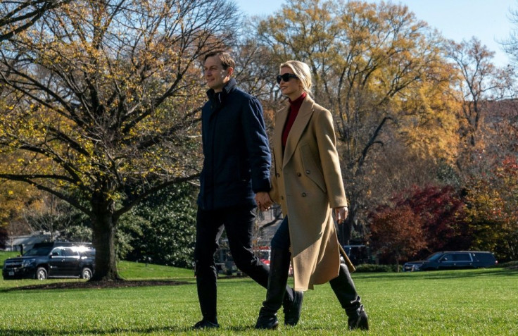 Senior Advisors to the President Jared Kushner and Ivanka Trump arrive at the White House aboard Marine One on November 29, 2020