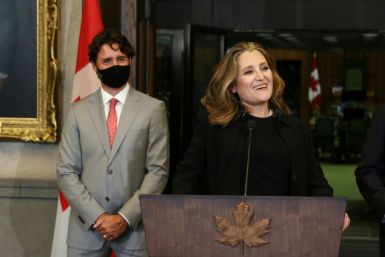 Canadian Finance Minister Chrystia Freeland - here with  Prime Minister Justin Trudeau - said the government was preparing to spend up to Can$100 billion over three years to jolt the economy once the pandemic is over