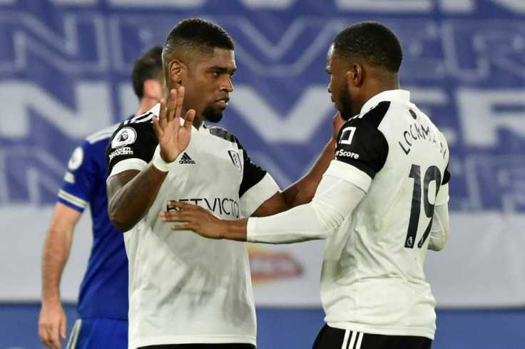 Fulham's Ivan Cavaleiro (L) celebrates with Ademola Lookman