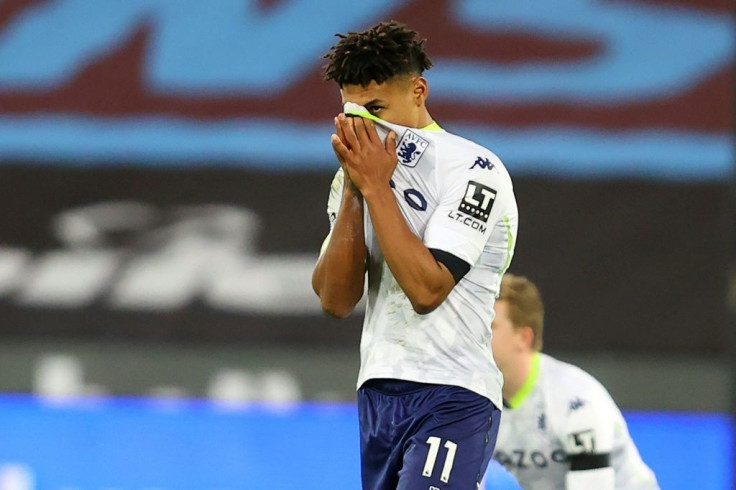 Aston Villa striker Ollie Watkins reacts after his late equaliser was disallowed