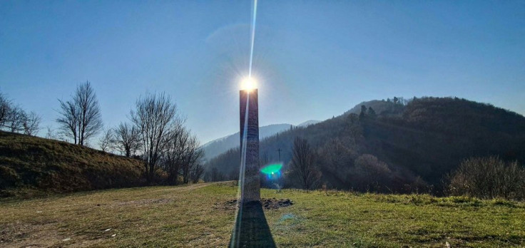 Visitors said they saw spiral patterns and visible welding marks on the Romanian monolith