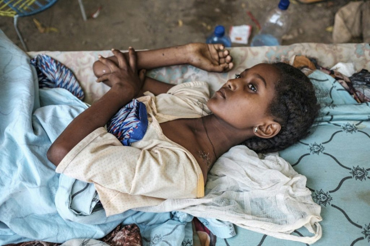 A girl recovers from wounds  in the Tigray town of Humera, one of several where communication has been partially restored