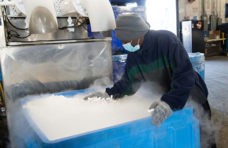 Capitol Carbonic in Baltimore makes dry ice as large as blocks and as small as grains of rice