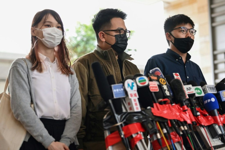 Activists (L-R) Agnes Chow, Ivan Lam and Joshua Wong joined Hong Kong's pro-democracy movement when they were in their teens