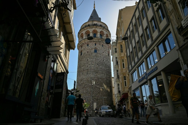 Workers took a jackhammer to one wall of Istanbul's Galata Tower in August