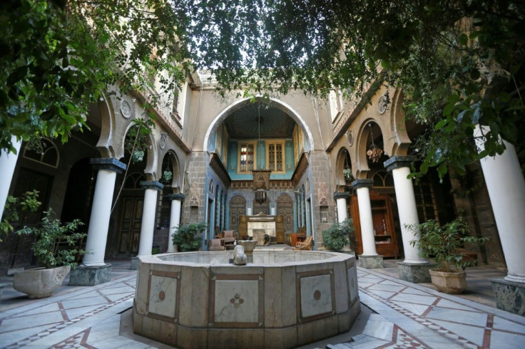 The courtyard of Naasan Palace, a historical landmark in the Syrian capital Damascus