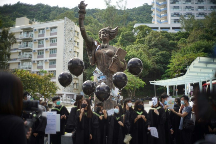 The arrests under the national security law in Hong Kong were linked to an unofficial graduation rally at a university campus